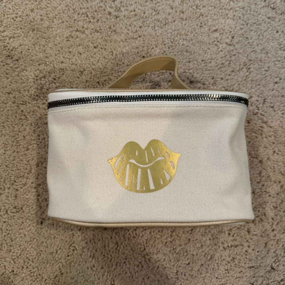 Cosmetic Bag with Gold Lips Design